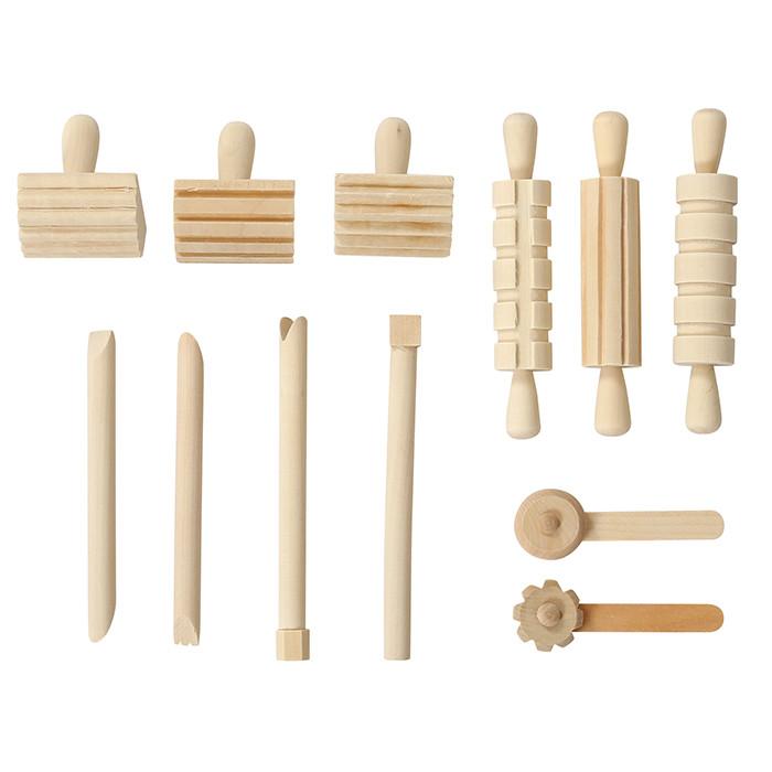 Wooden Playdough Tool Kit - 12 pieces