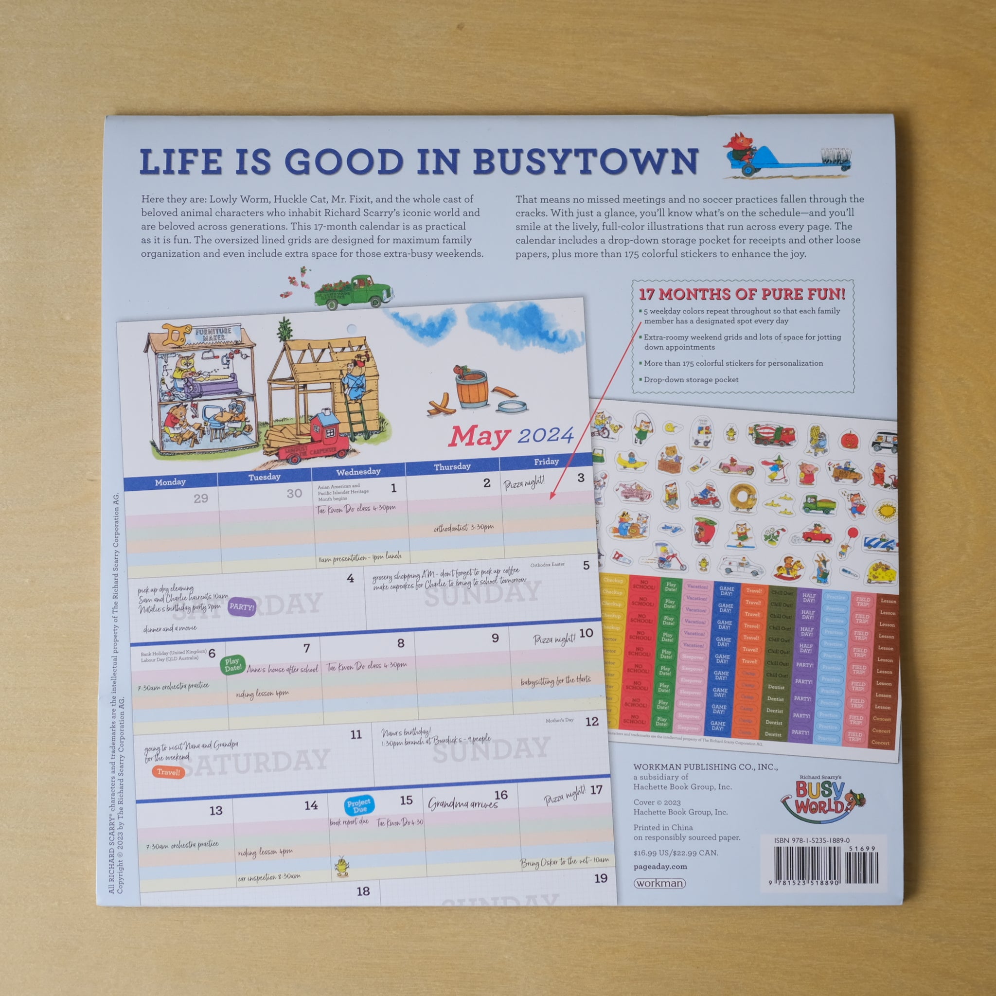 Richard Scarry Big Busy Family 2024 Wall Calendar: Track Every Family Member's Daily Activities