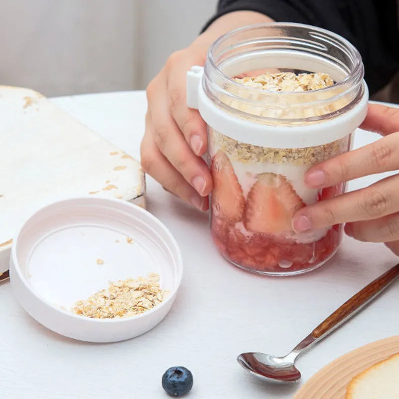 Overnight Oats Jars with Lid and Spoon