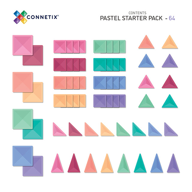 Connetix Tiles - Pastel 64 Piece Starter Pack *Latest!*