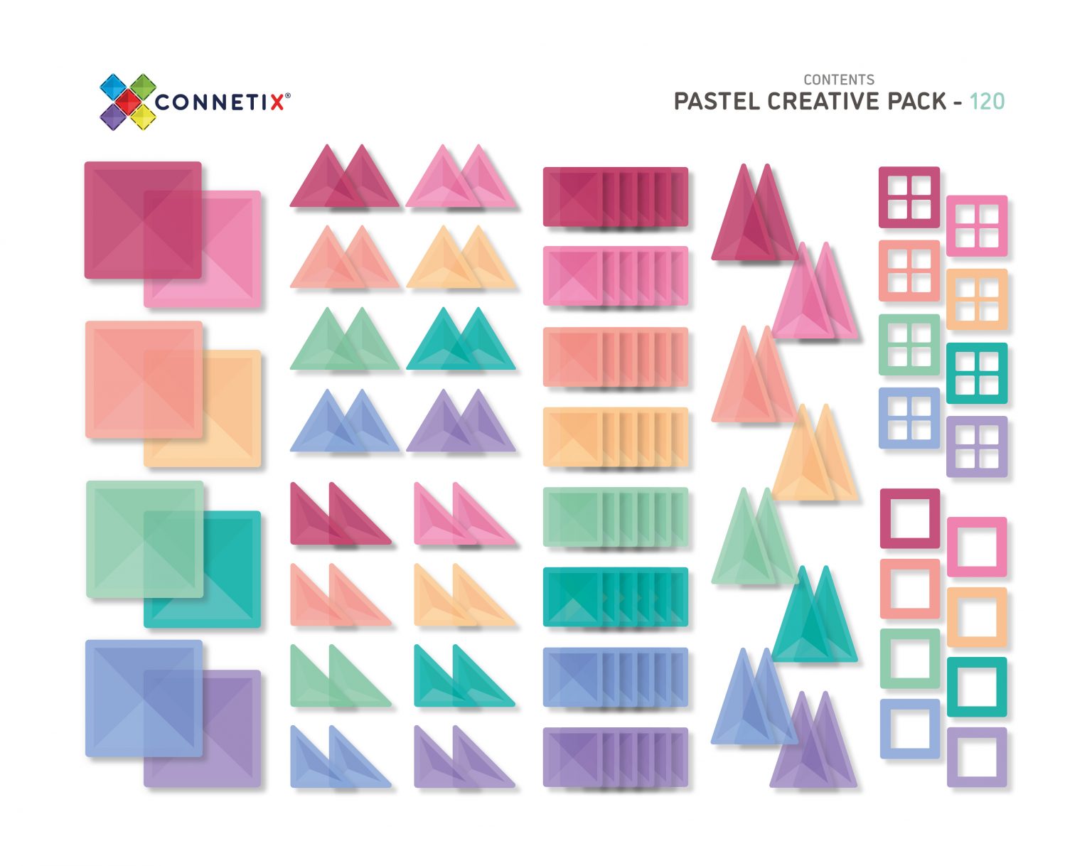Connetix Tiles - 120 Piece Pastel Creative Pack *New*