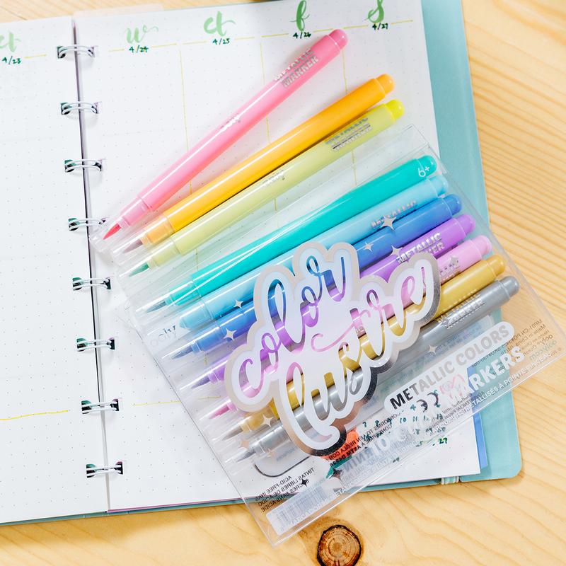 Color Lustre Metallic Brush Markers (Set of 10)