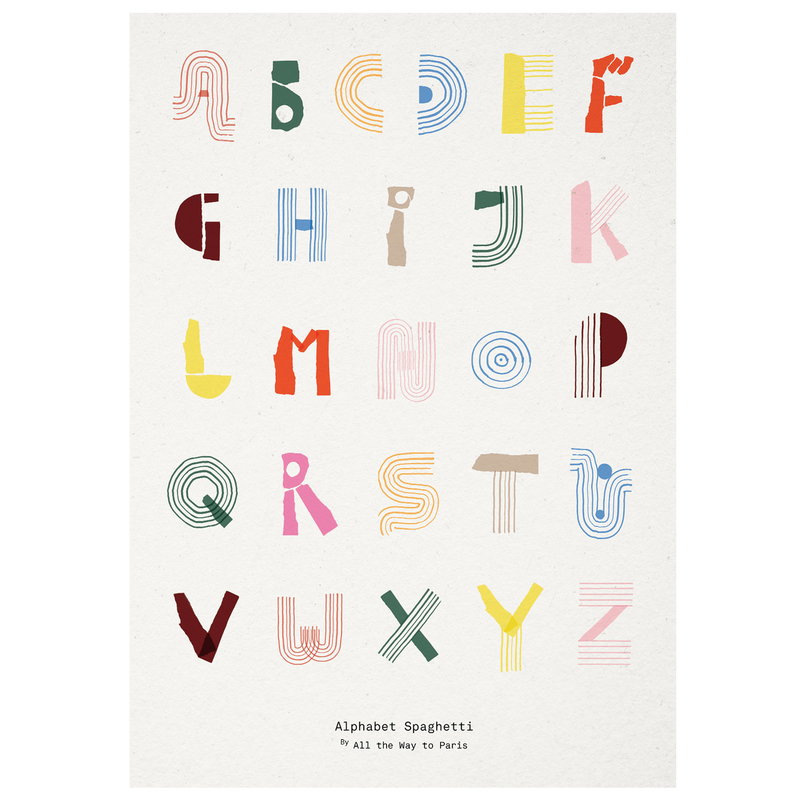 Alphabet Spaghetti poster, 50 x 70 cm, multicolour