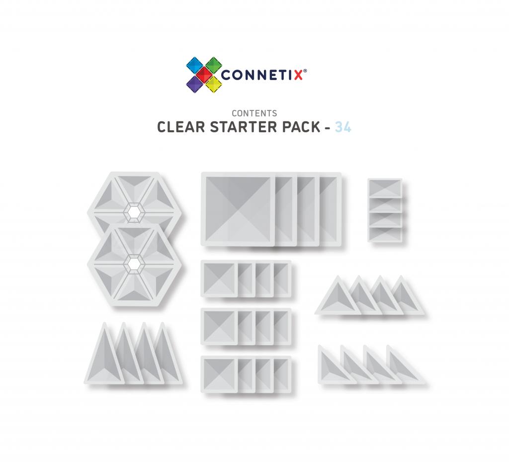 Connetix Tiles - 34 Piece Clear Pack *latest*