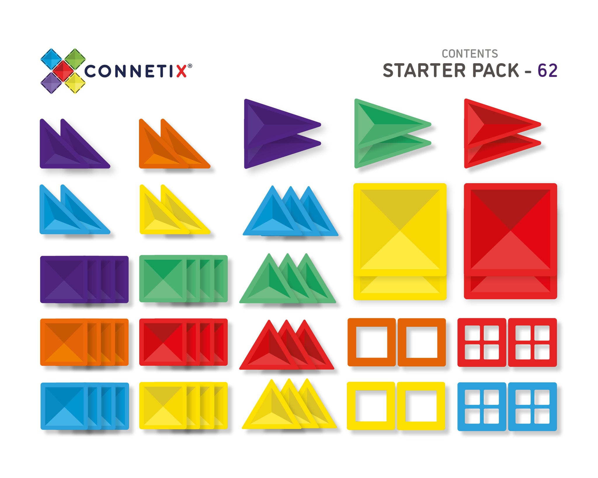 Connetix Tiles - 62 Piece Starter Pack