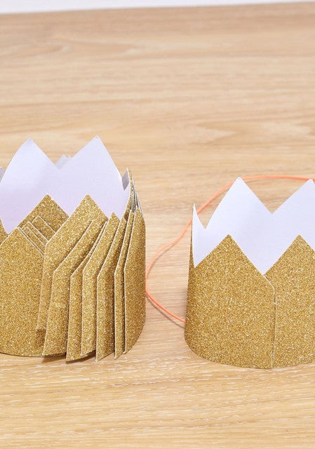Mini Gold Glittered Crowns - set of 8 - Oh Happy Fry - we ship worldwide