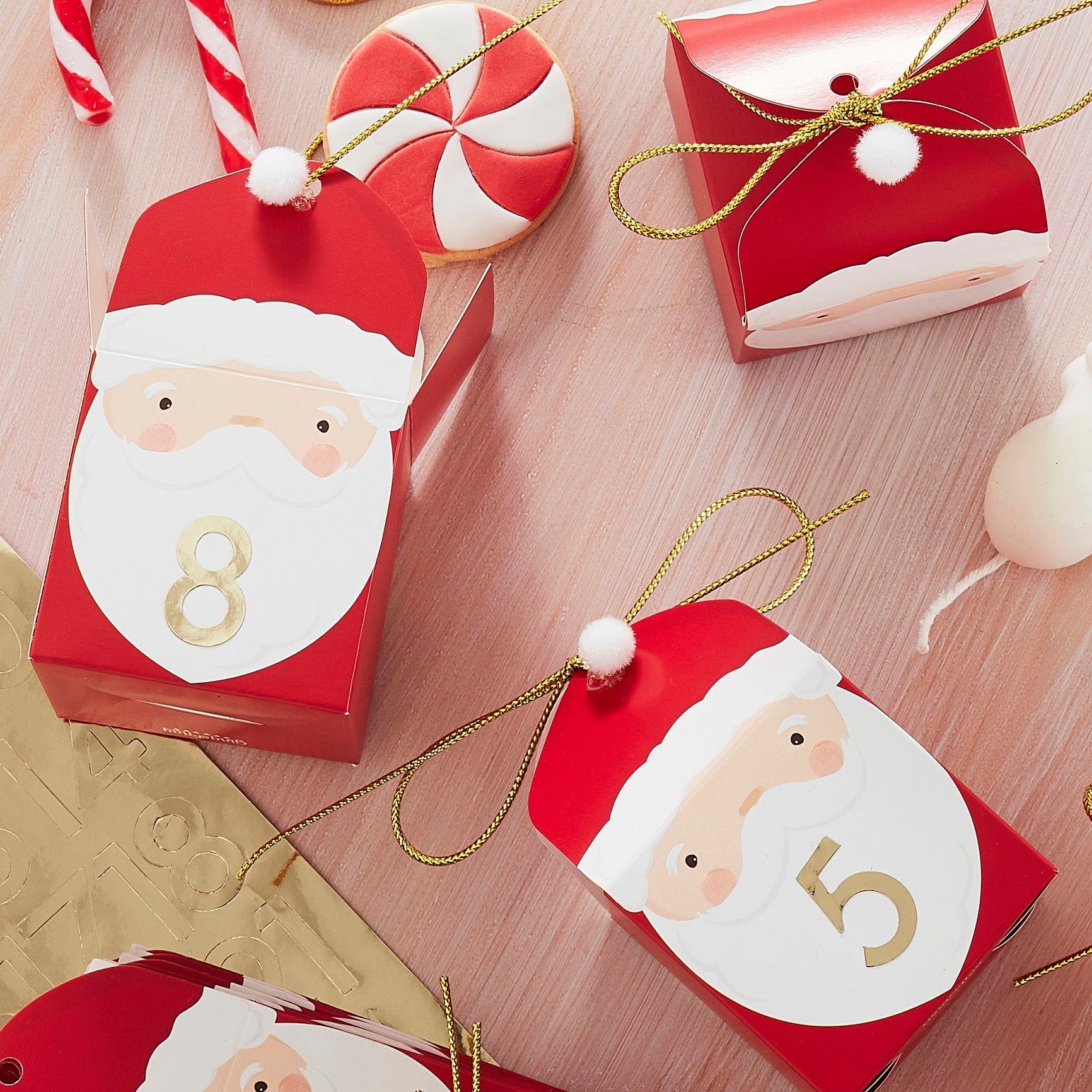 Red Santa Shaped Christmas Advent Calendar Boxes