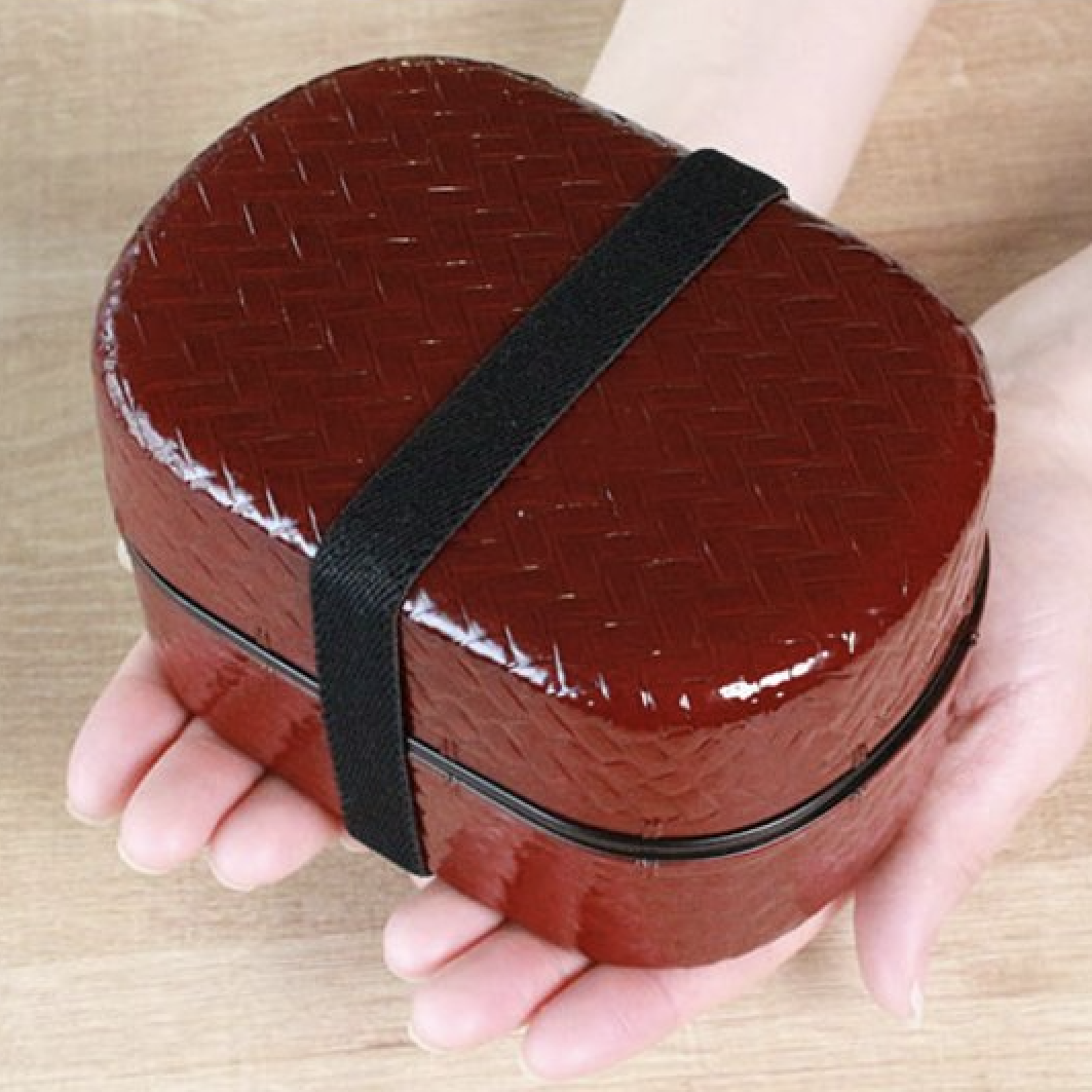 Ajiro Oval Bento Box - Dark Brown