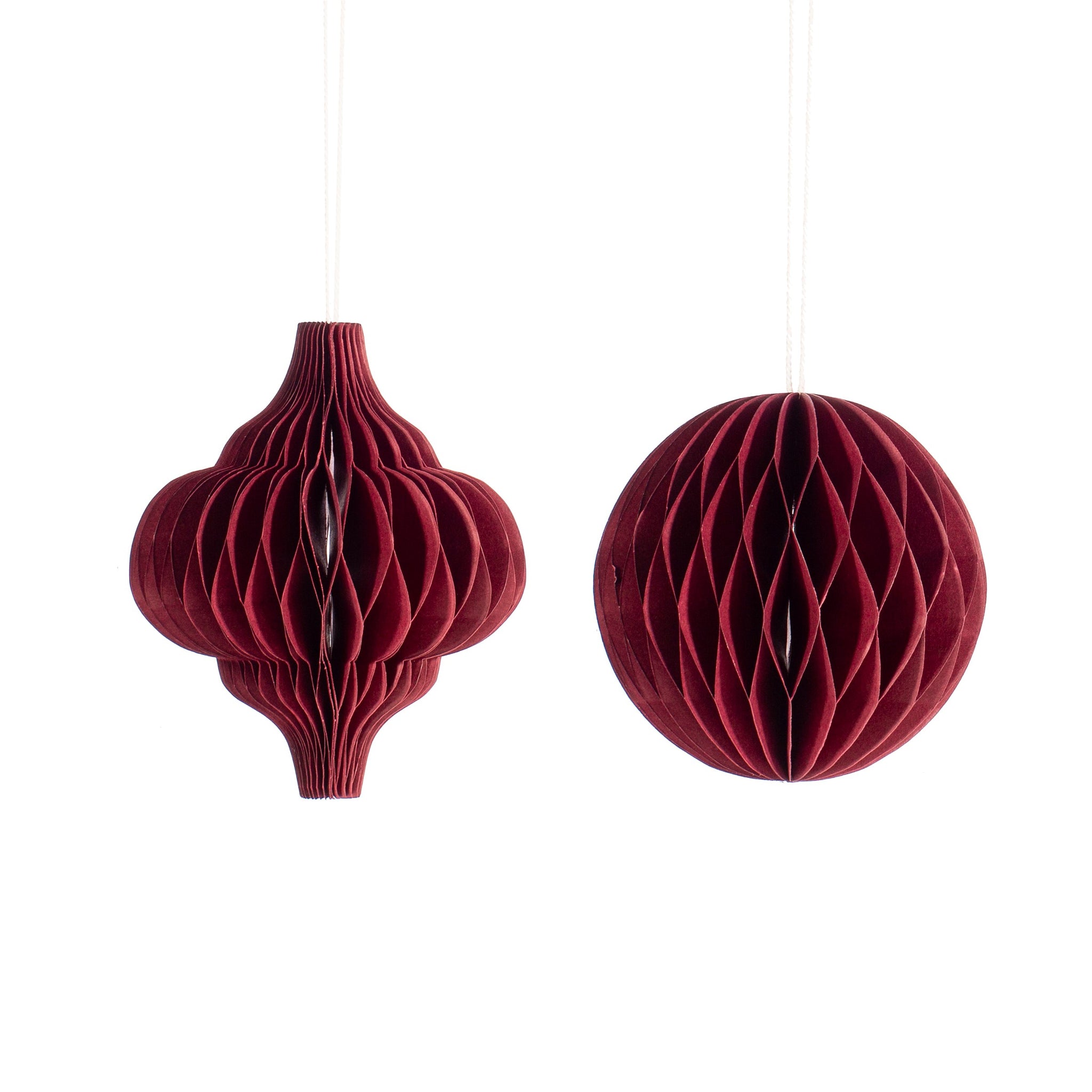 Honeycomb Paper Hanging Decoration - Deep Red