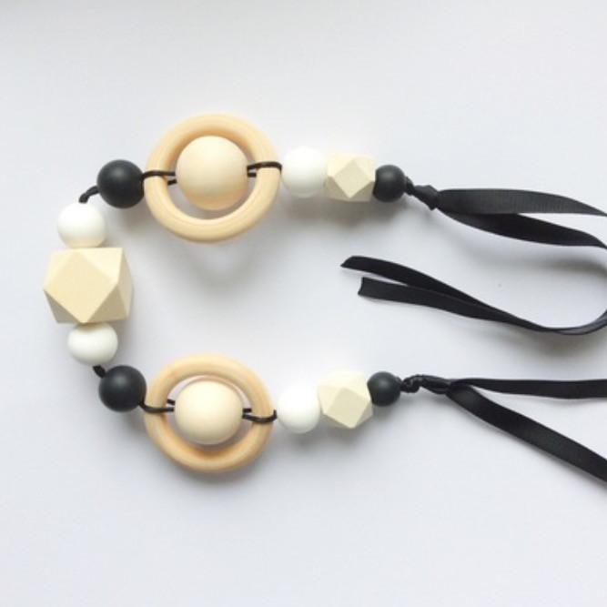 Galactic Pram String - BPA free silicone and Eco wood teething accessory - Oh Happy Fry - we ship worldwide