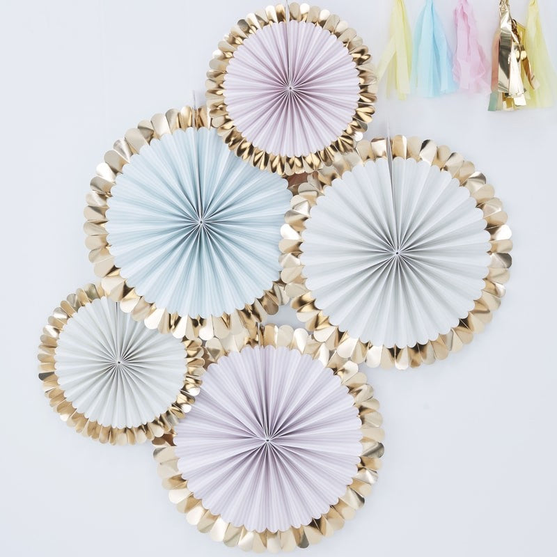Gold Foiled Pastel Fan Garland - Oh Happy Fry - we ship worldwide