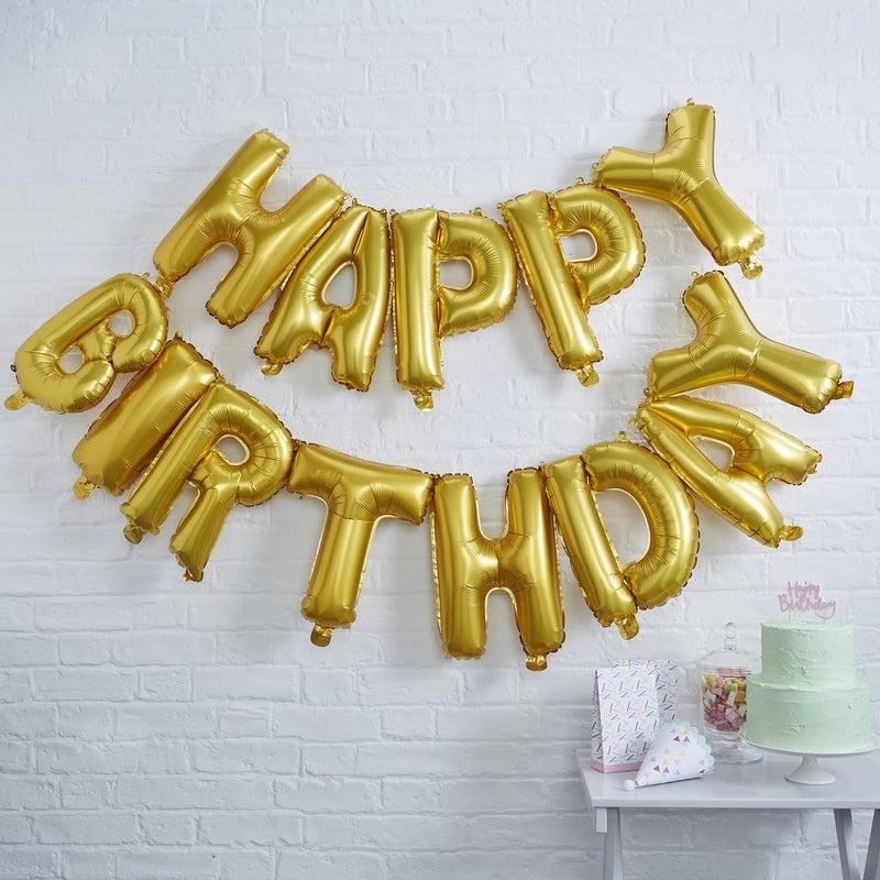 Gold Happy Birthday Balloon Bunting - Oh Happy Fry - we ship worldwide