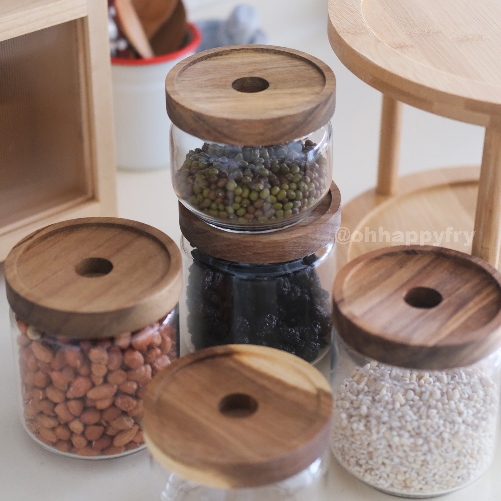 Acacia Glass Food Storage Jar